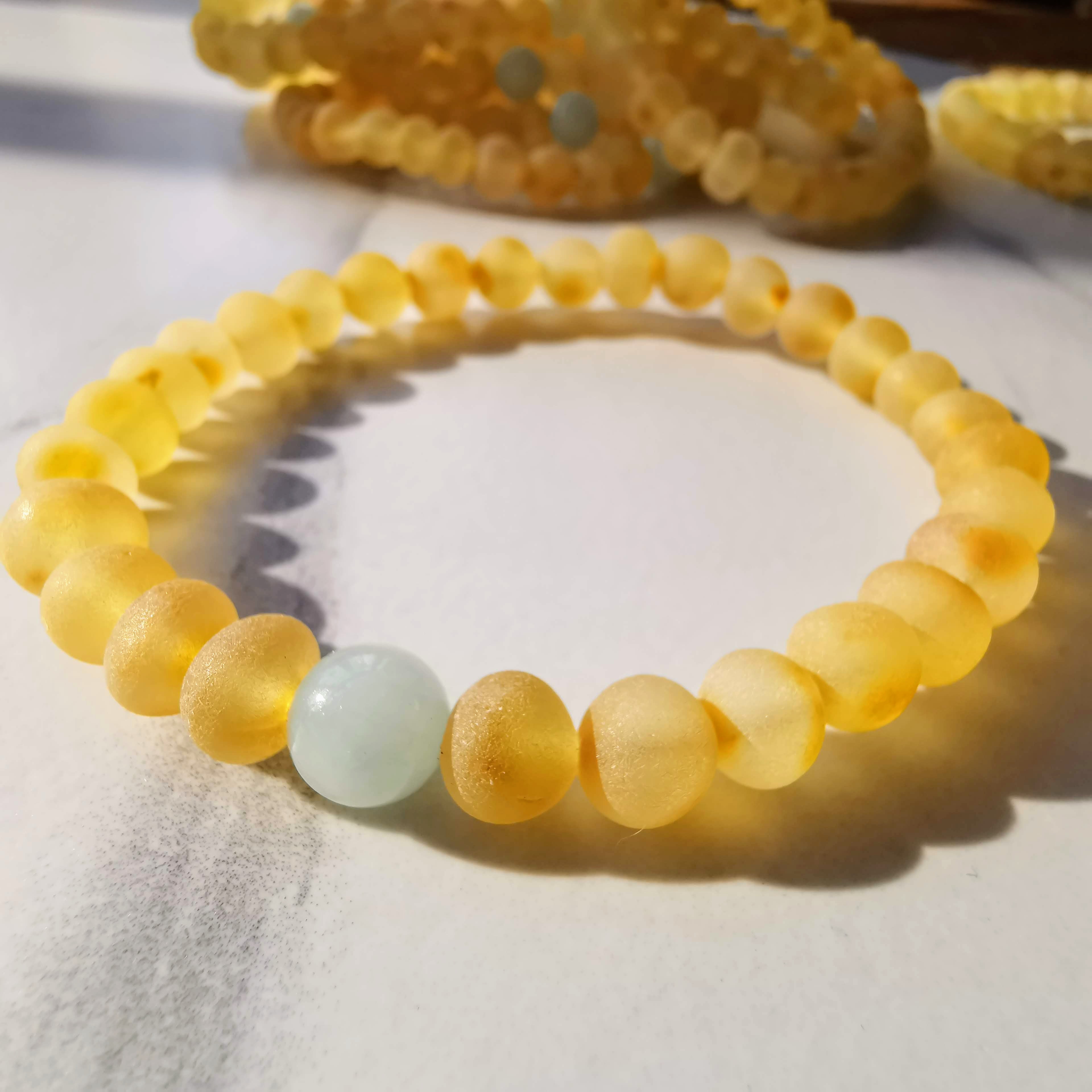 Adult Baltic Amber Bracelet with Jade